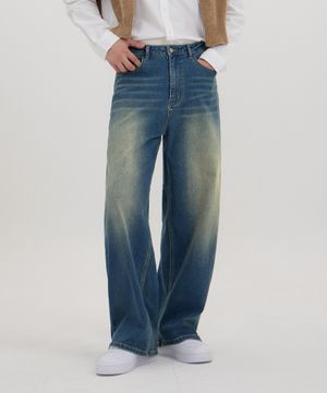 모션 벌룬핏 와이드 스트레치 데님 팬츠 유니섹스 (중청틴)