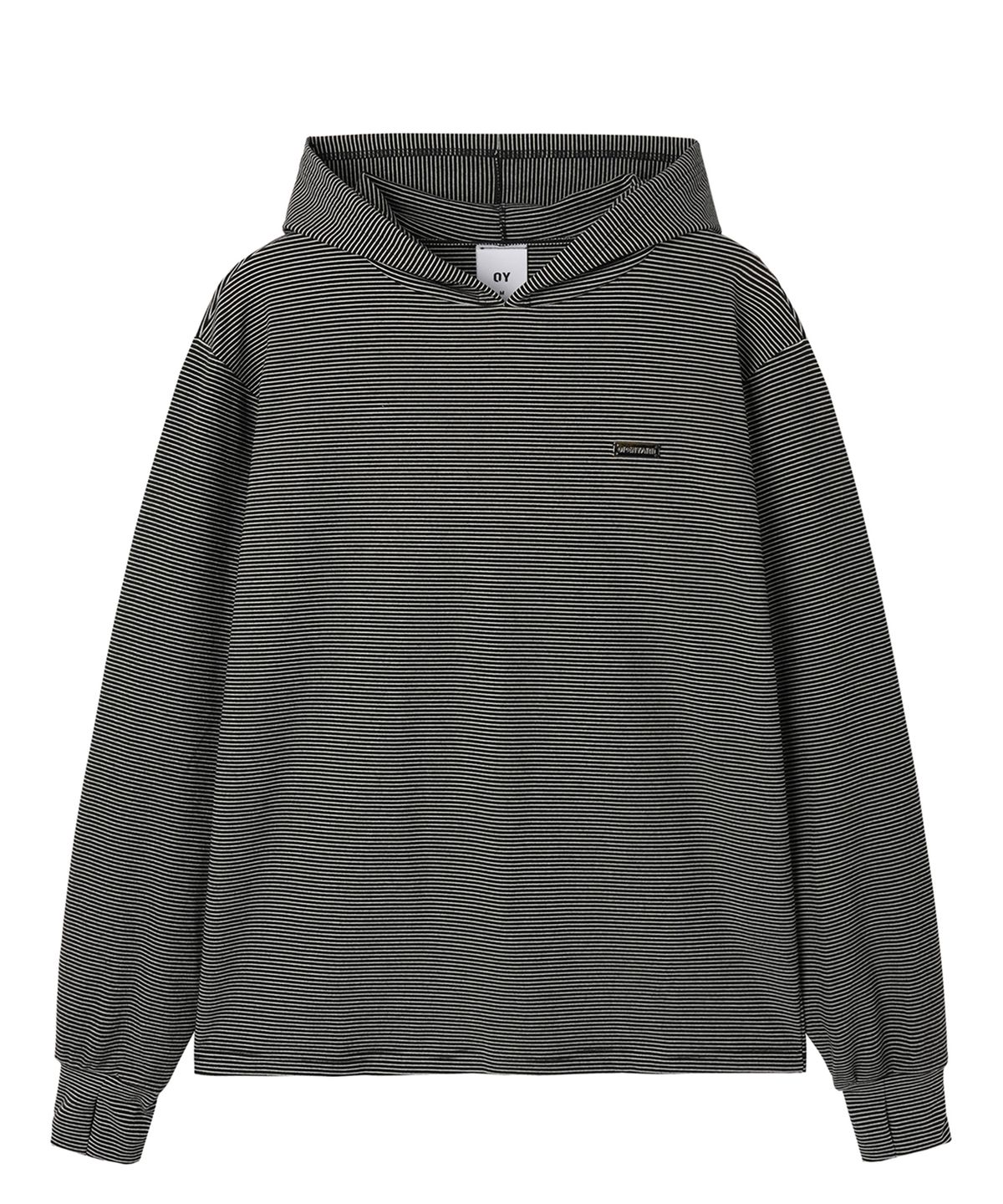 오픈야드(오와이)(OPENYARD(OY)) STRIPED FLEECE HOODIE L/S TEE - BLACK