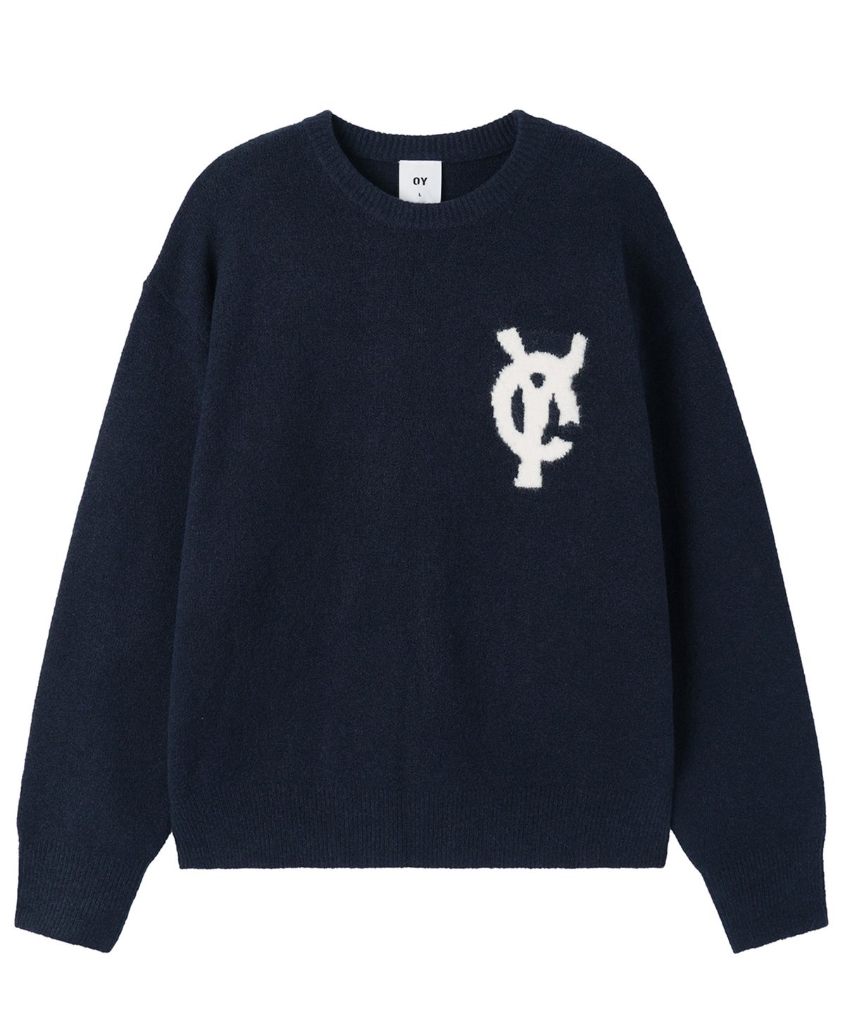 오픈야드(오와이)(OPENYARD(OY)) WAVY LOGO KNIT - NAVY