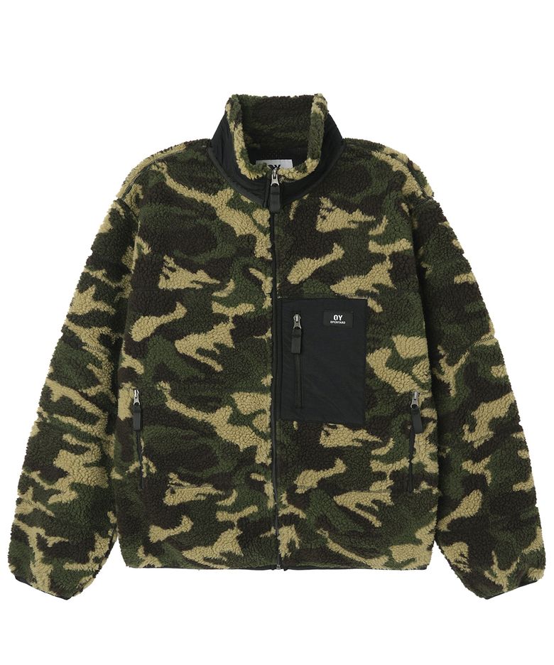 BLOCK POCKET FLEECE JACKET - CAMO