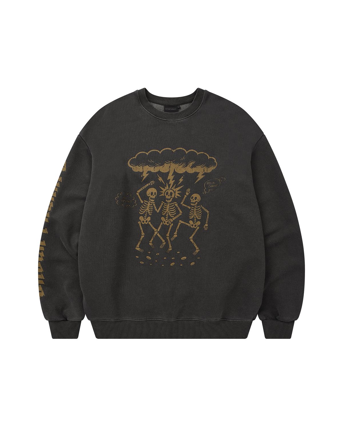 디스펑트(DYSFUNCT) SHOCK THERAPY PIGMENT SWEATSHIRT (CHARCOAL)