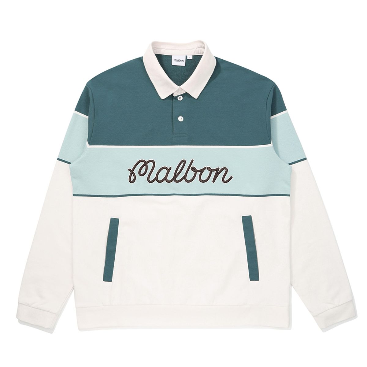 말본 골프(MALBON GOLF) 말본 볼드 스트라이프 폴로 티셔츠 DARK MINT (MAN)