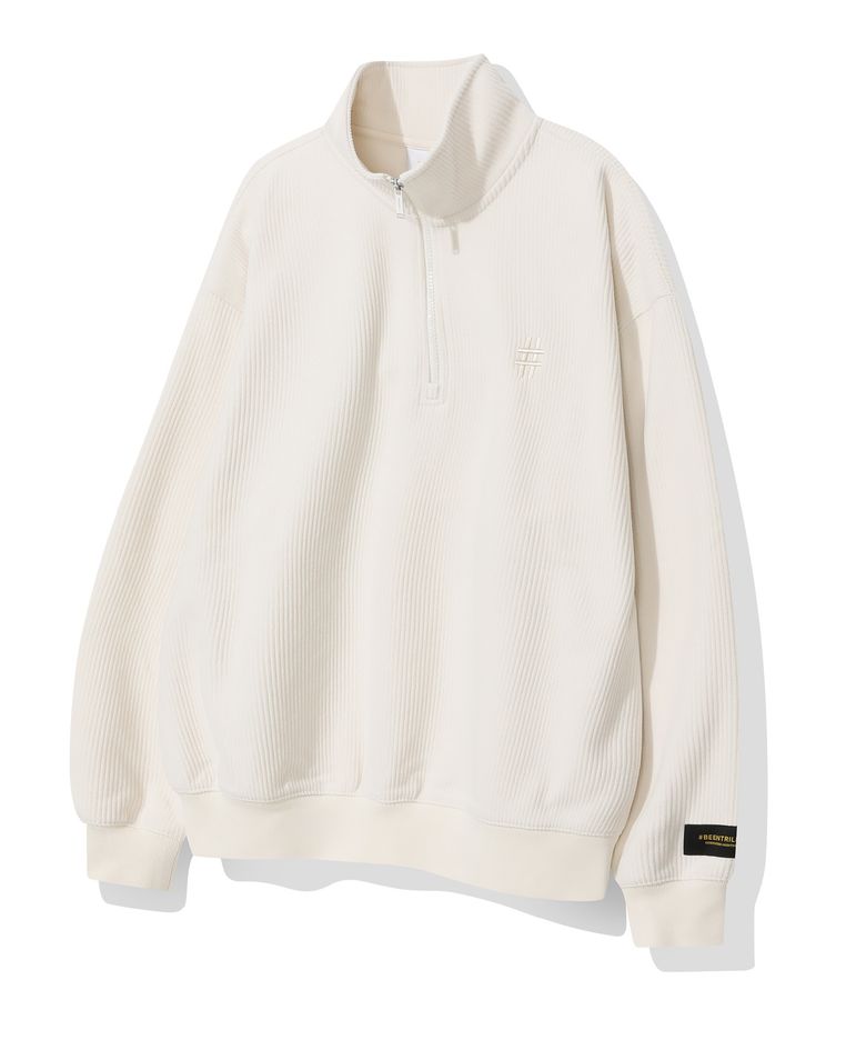 코듀로이 플리스 스몰 로고 하프 집업(아이보리)
