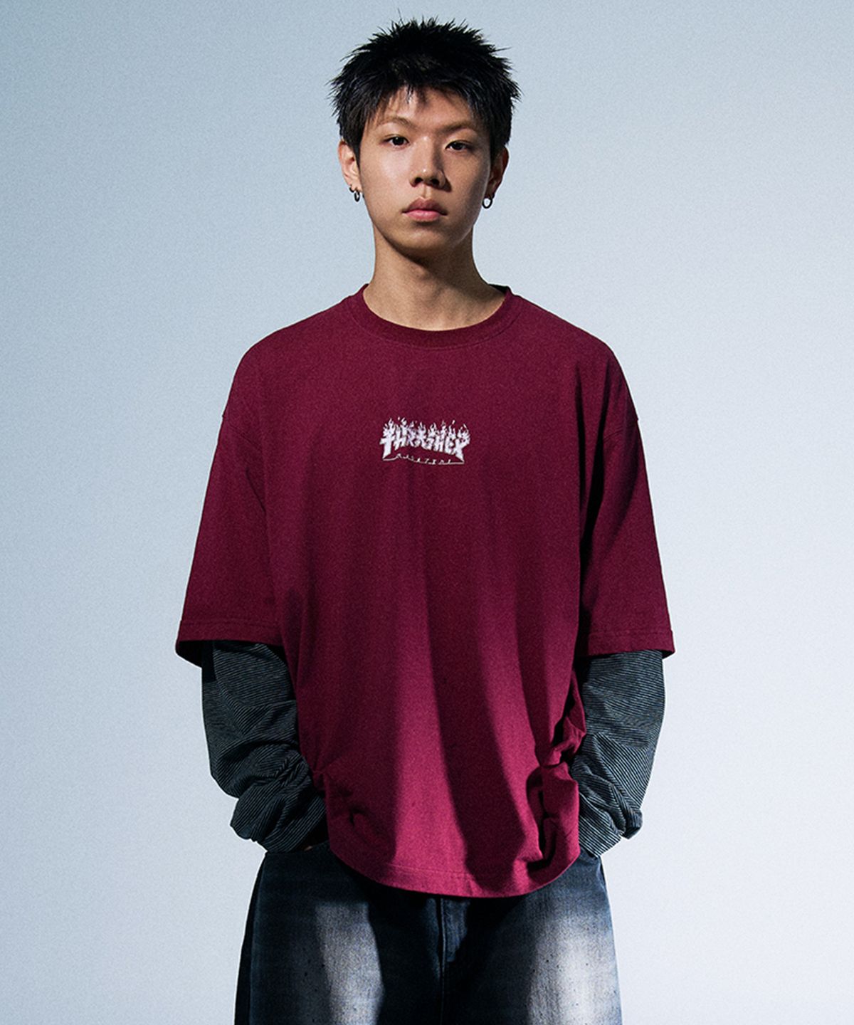 트레셔(THRASHER) 고질라 레이어드 롱슬리브 퍼플