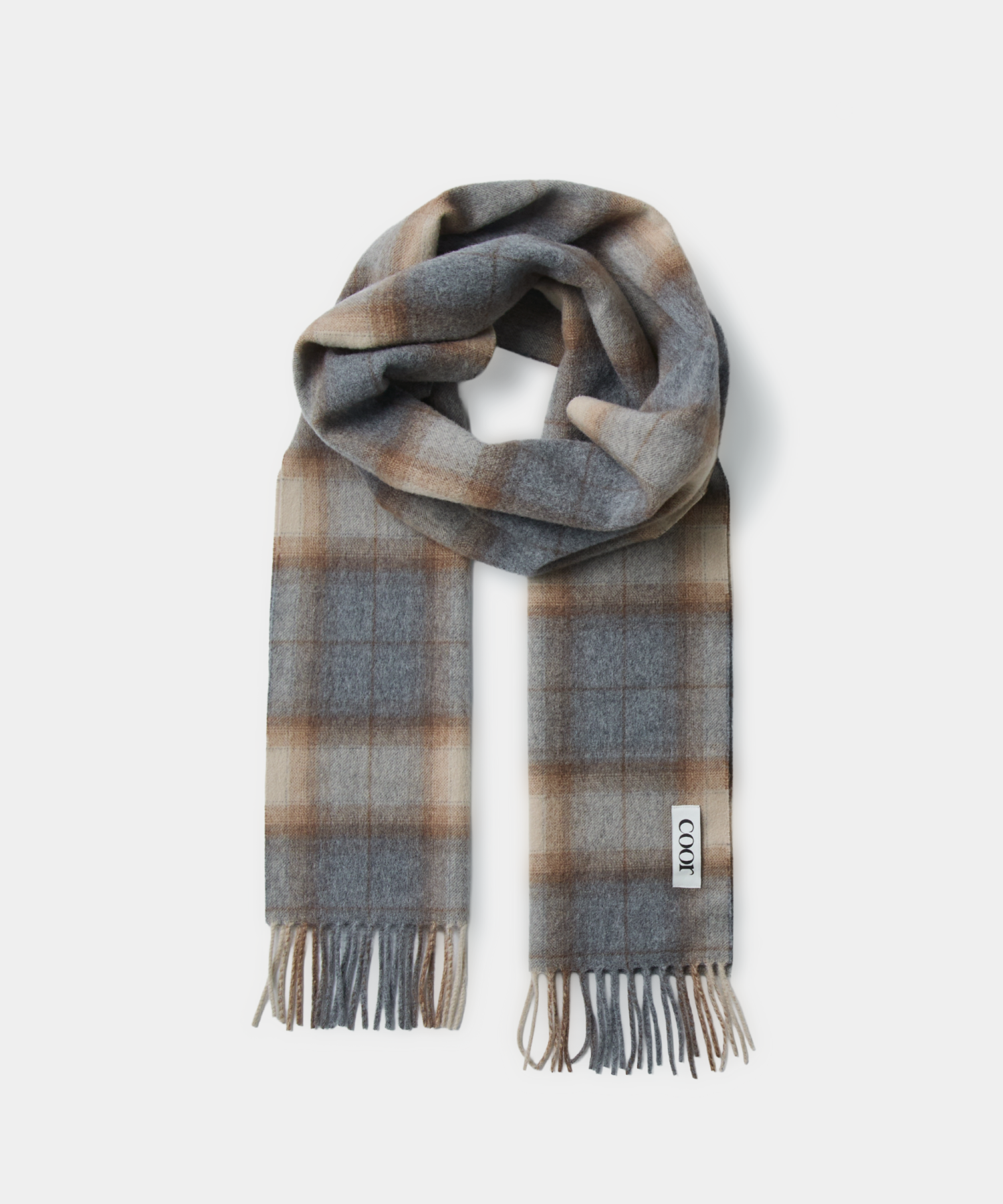 coor クアー ダブル コート M チェック柄 ウール ブラウン COOR