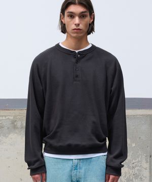 써멀 와플 헨리넥 BLACK