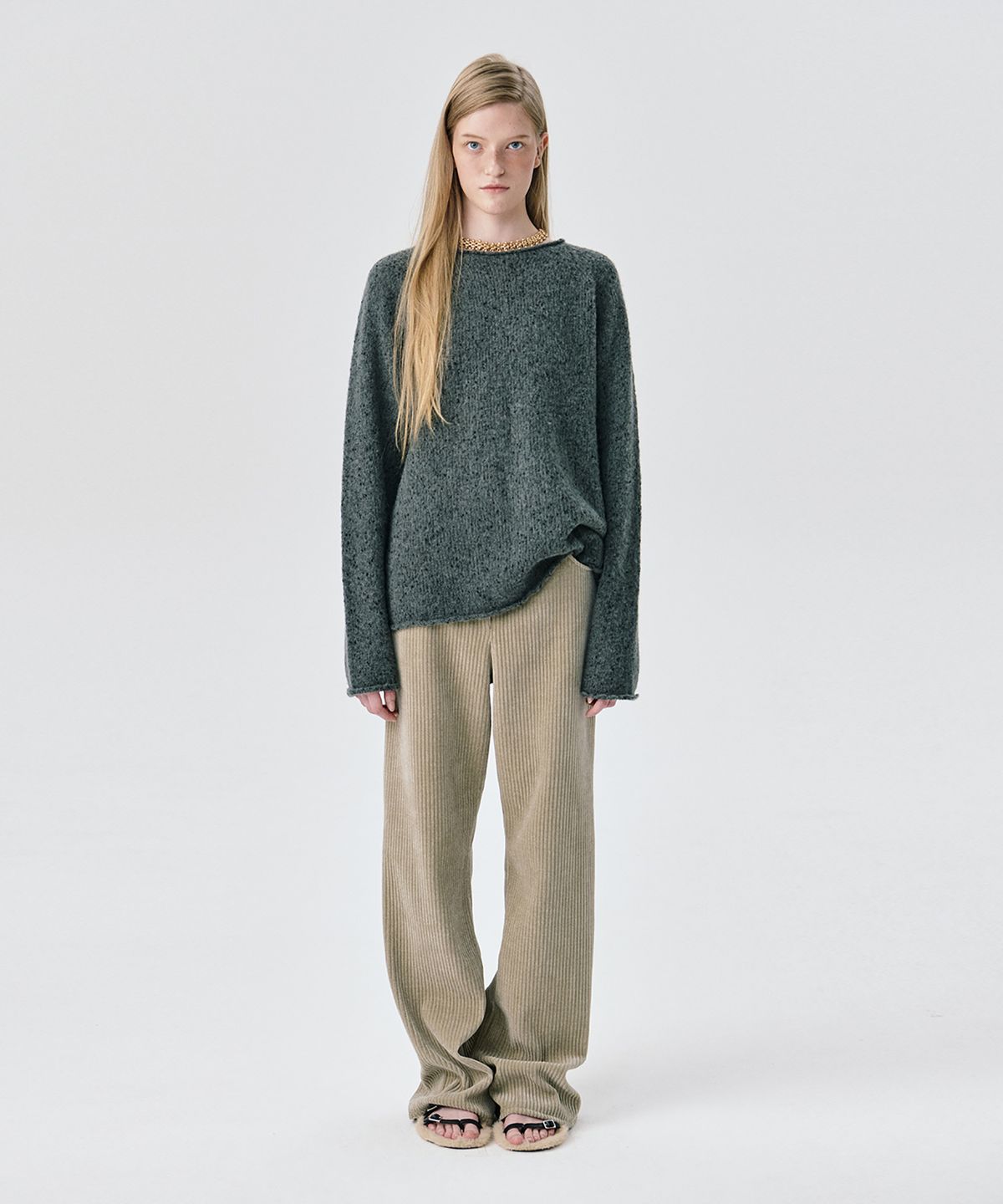 분더캄머(WNDERKAMMER) Corduroy Straight Pants_Khaki(코듀로이 스트레이트 팬츠_카키)