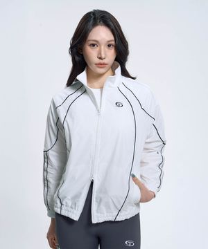 우먼스 스트림 커브드 파이핑 자켓 - White