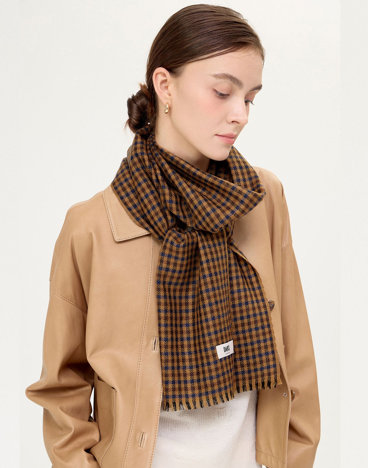 닥스 여성 액세서리(DAKS WOMENS ACCESSORIES) [남녀공용] 브라운 체크 울스카프 DCSC5F721W2