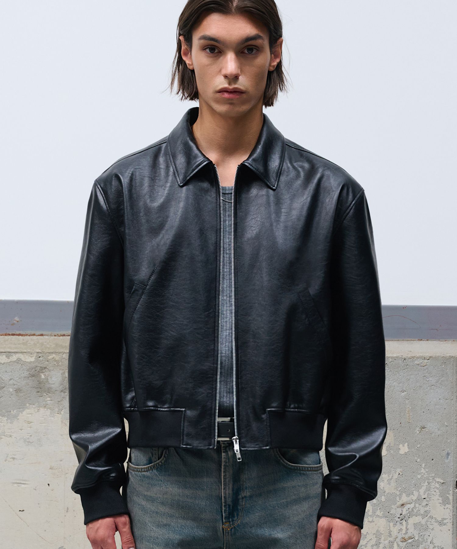 MUSINSA公式 | DOFFJASON モナーク クロップレザーブルゾン BLACK