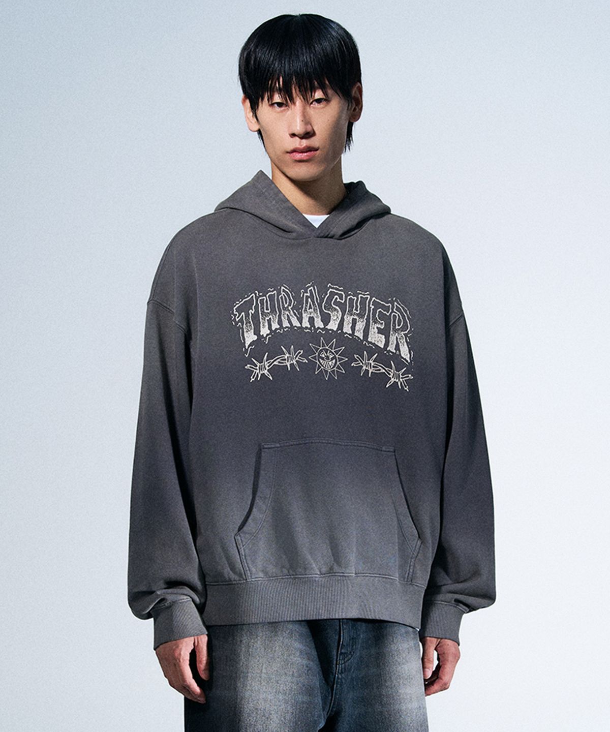 트레셔(THRASHER) 와이어 오버다잉 후디 차콜