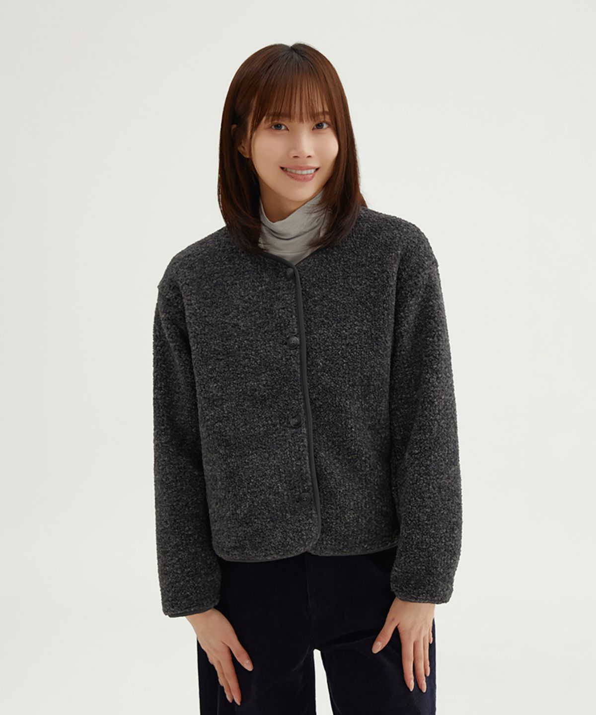 스파오(SPAO) 덤블 플리스 카디건_SPFZF4TG10