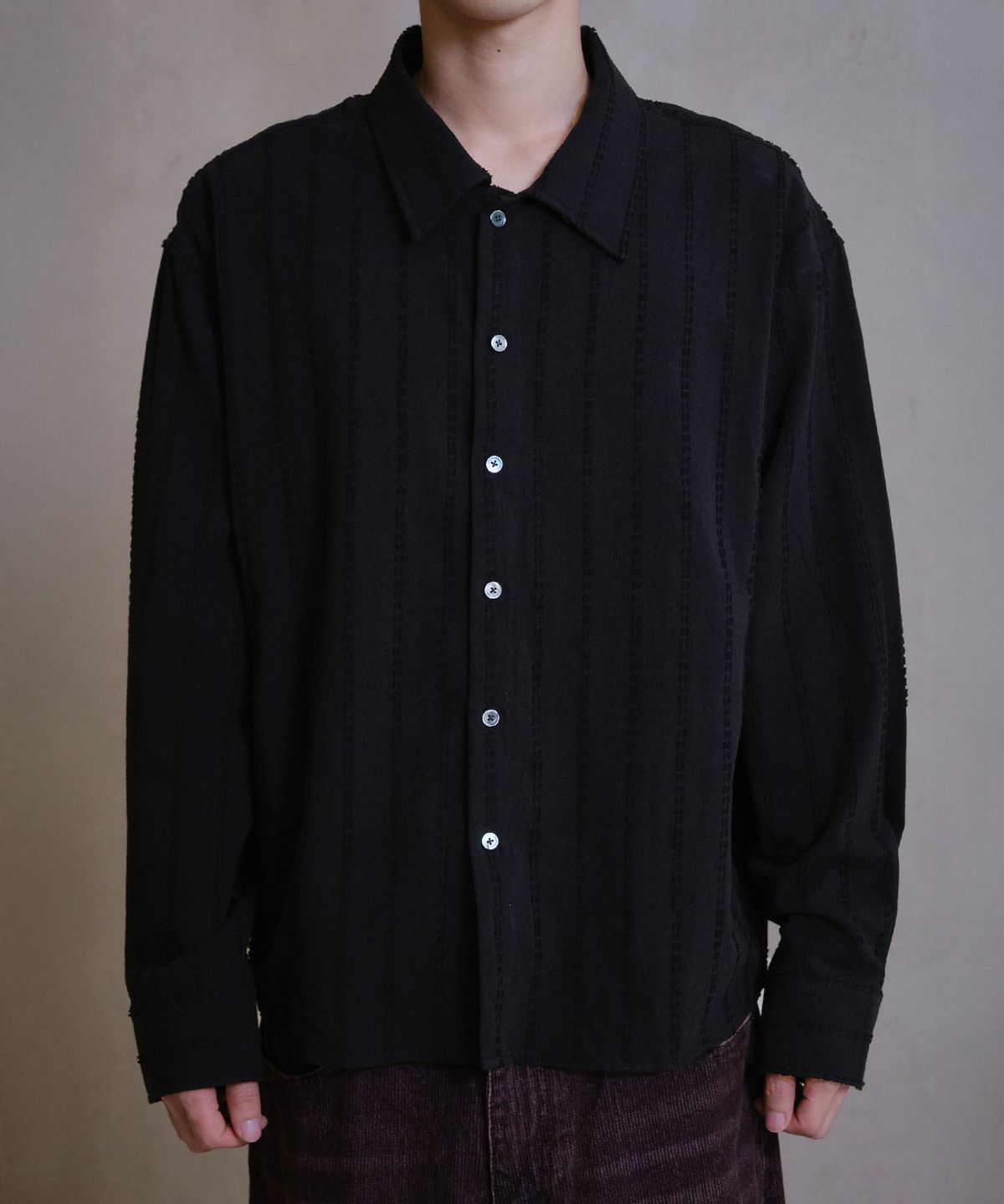 다이브인(DIVEIN) VINTAGE COTTON STRIPE SHIRTS (BLACK)