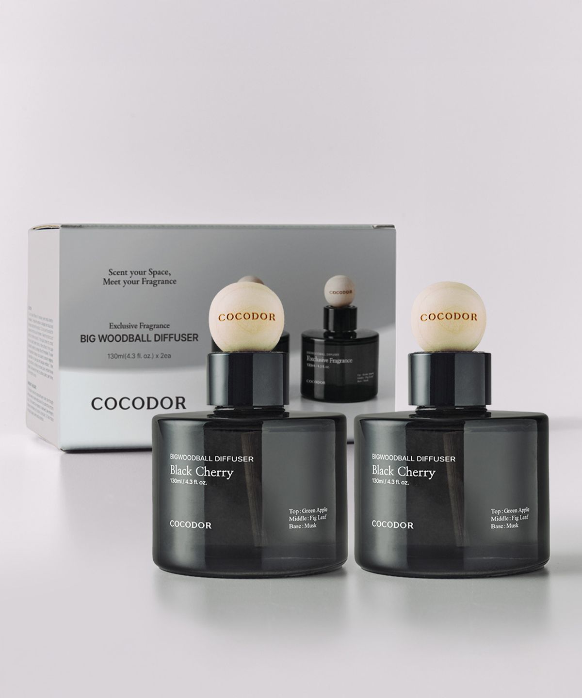 코코도르(COCODOR) 차량용 방향제 빅우드볼 디퓨저 130ml 2개입