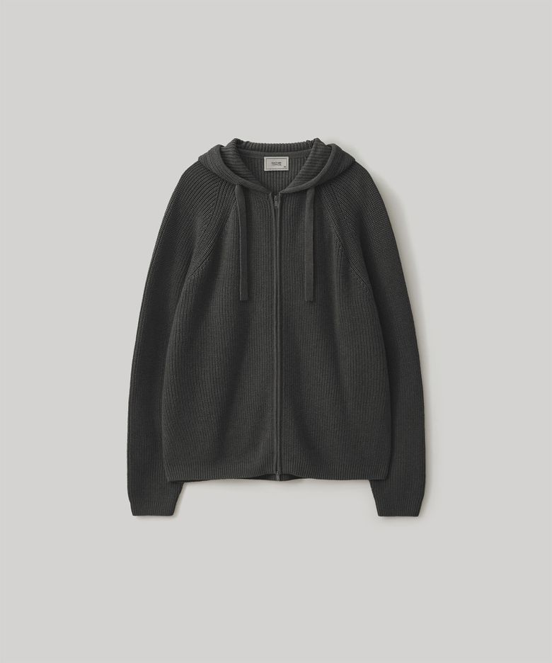 Hooded Knit Parka (Heather charcoal)