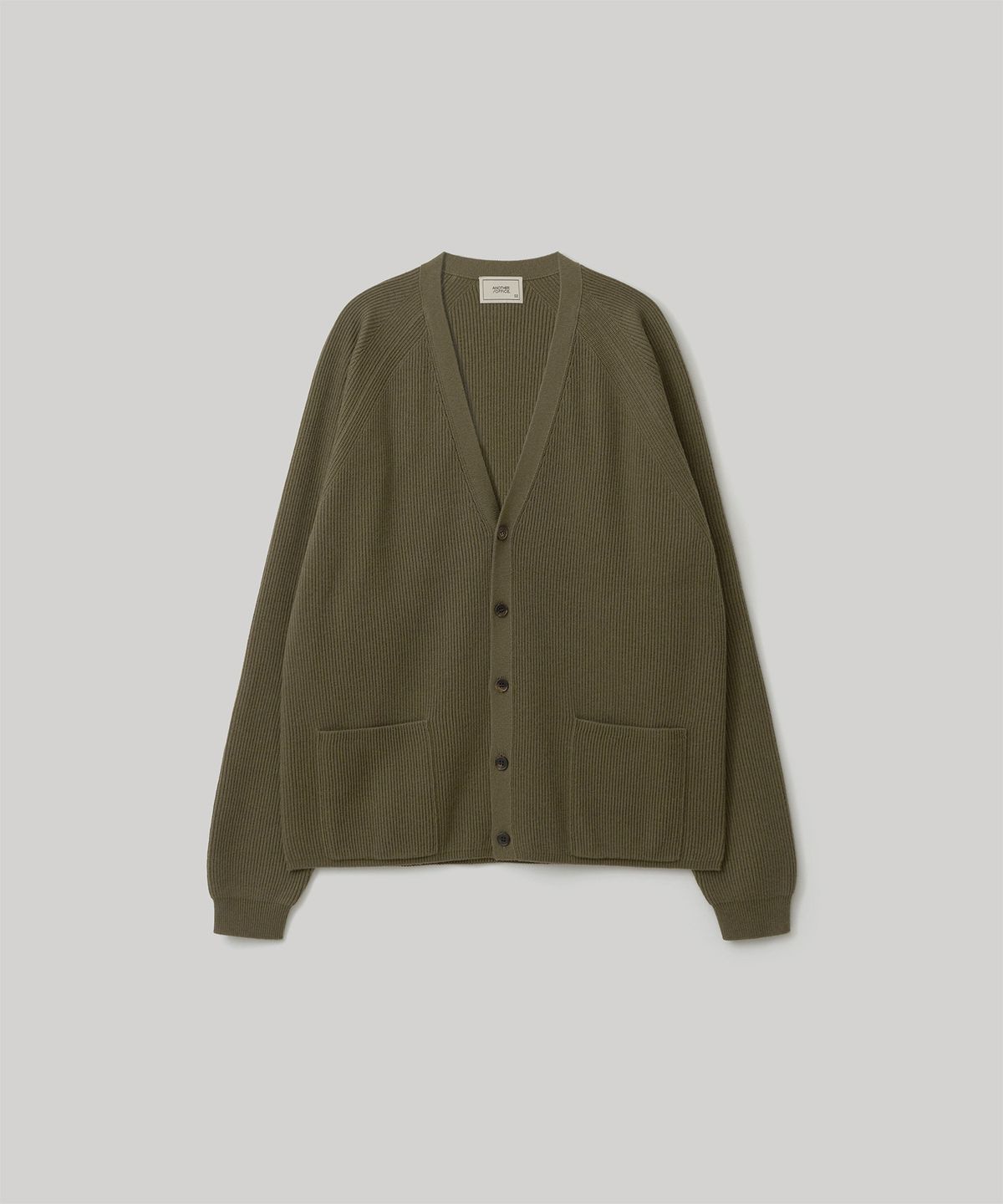 어나더 오피스(ANOTHER OFFICE) Doubleface V-Neck Cardigan (Moss khaki)