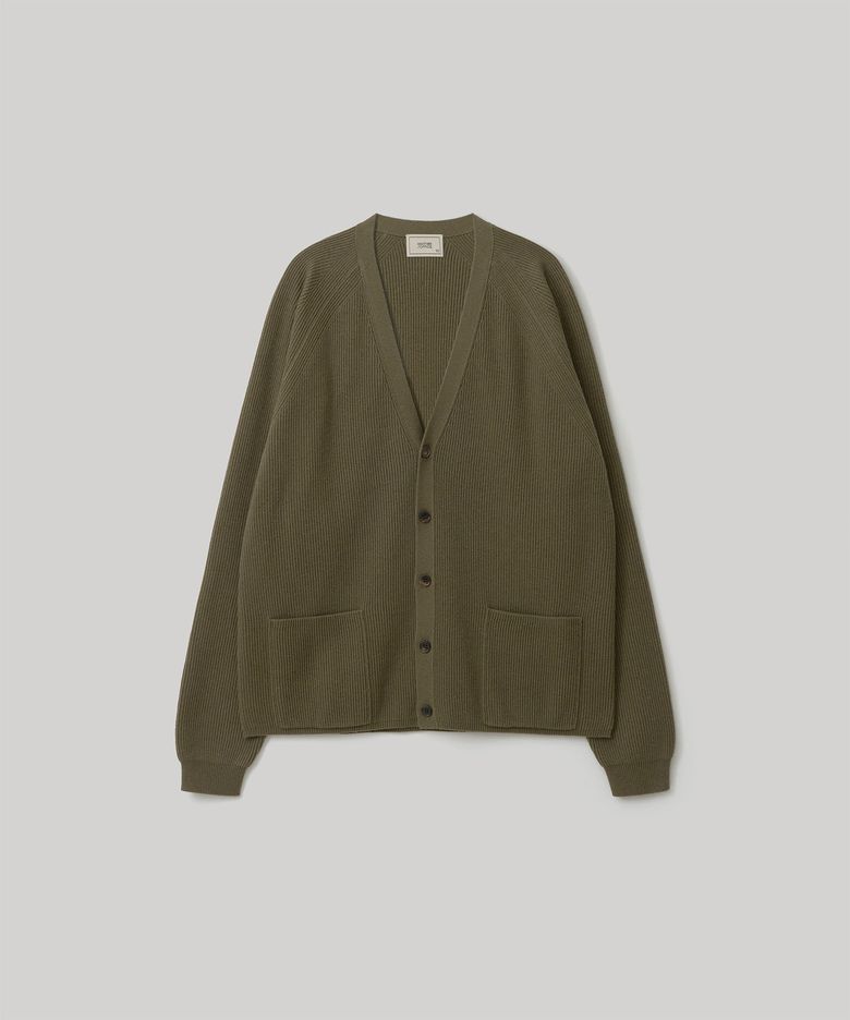 Doubleface V-Neck Cardigan (Moss khaki)