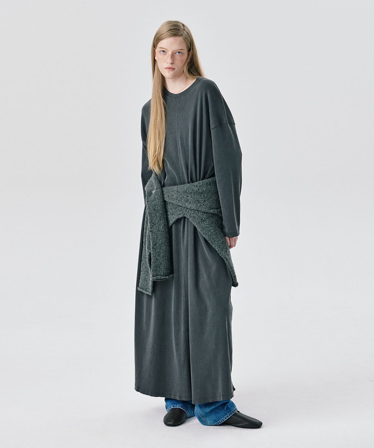 분더캄머(WNDERKAMMER) 25 Jersey Long Dress_Dark Grey(25 저지 롱 드레스_다크 그레이)