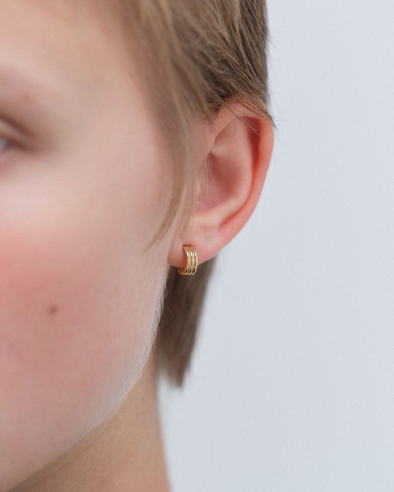 Triple Curve Earring - Gold (silver925)