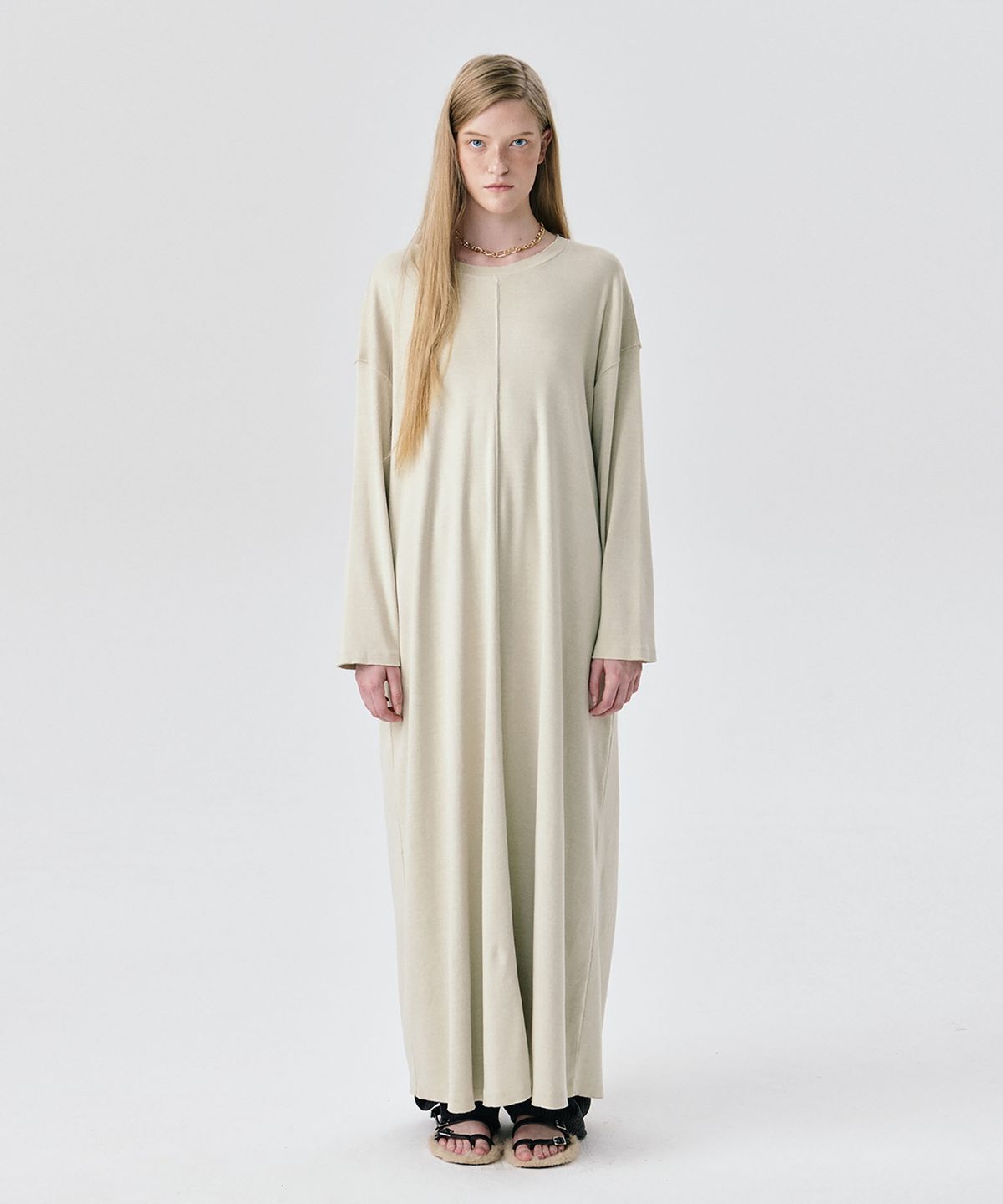분더캄머(WNDERKAMMER) 25 Jersey Long Dress_Light Khaki(25 저지 롱 드레스_라이트 카키)