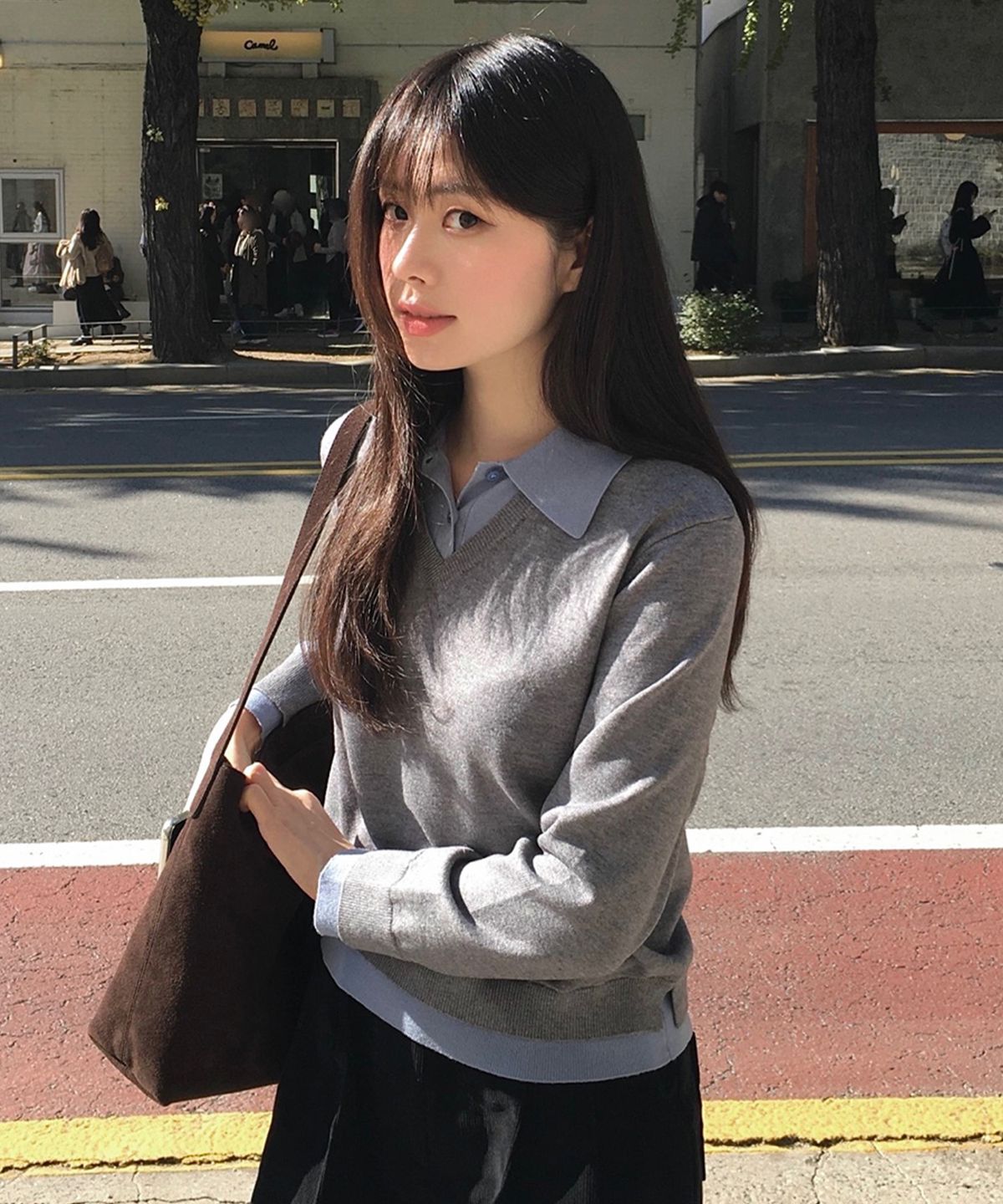 마인드브릿지 우먼(MIND BRIDGE WOMEN) [W]카라 배색 니트 - 2color