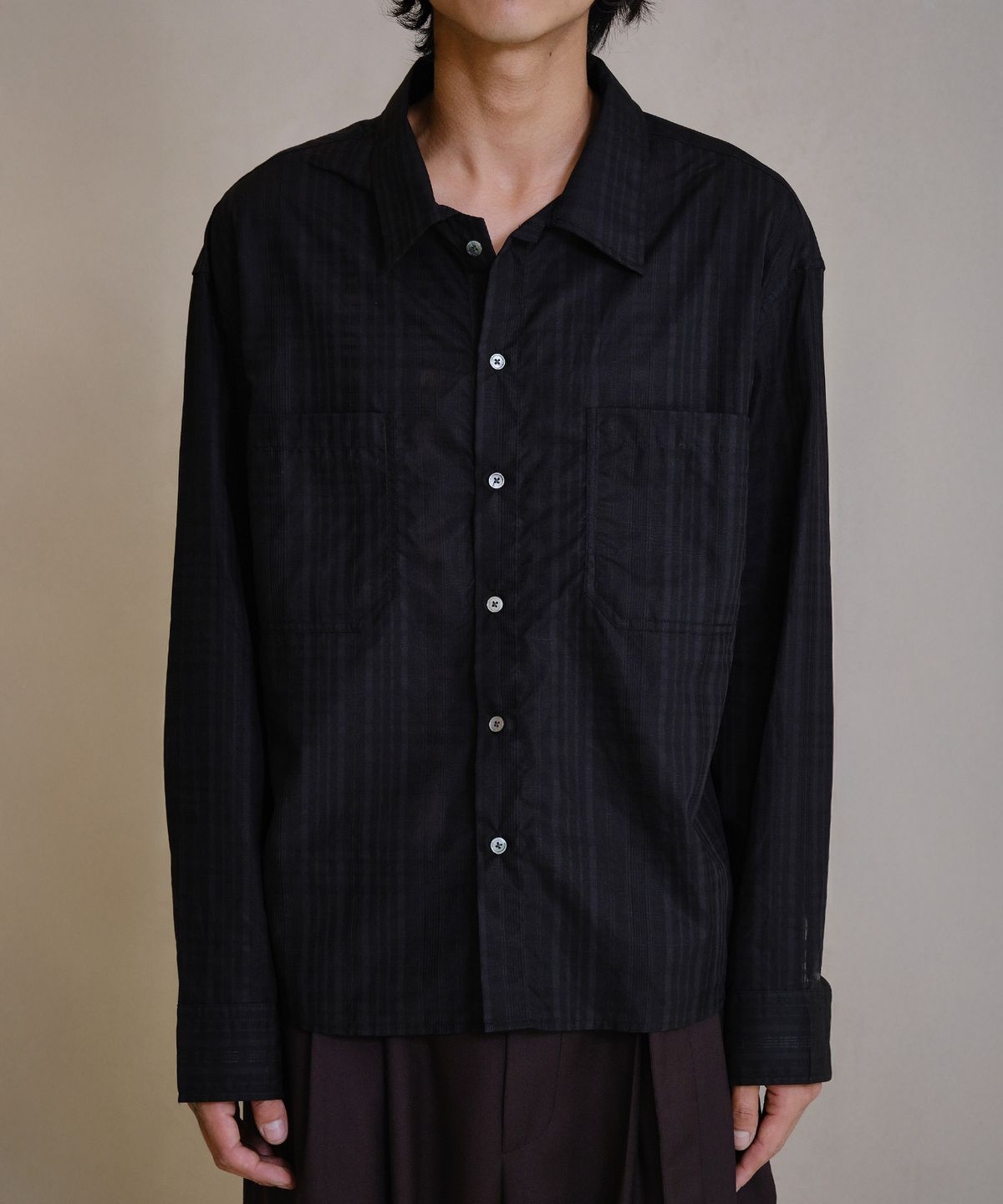 다이브인(DIVEIN) CHECK TWO POCKET SHIRTS (BLACK)
