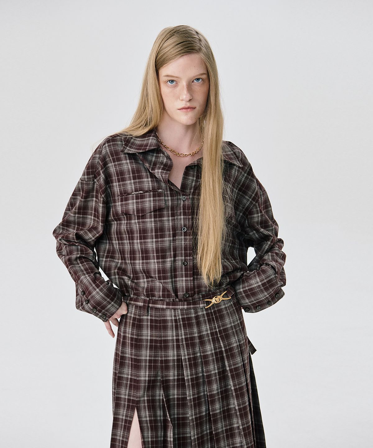 분더캄머(WNDERKAMMER) Oversized Shirt_Brown(오버사이즈 셔츠_브라운)