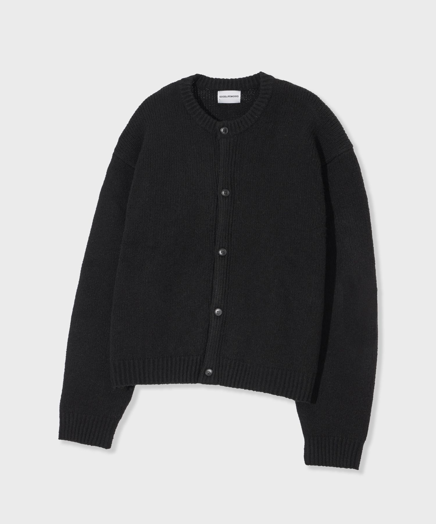 MUSINSA公式 | GLW ソリッドハチニットカーディガンブラック