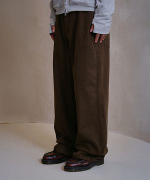 [무민서 콜라보] WASHED LOOSED WIDE COTTON PANTS (BROWN)