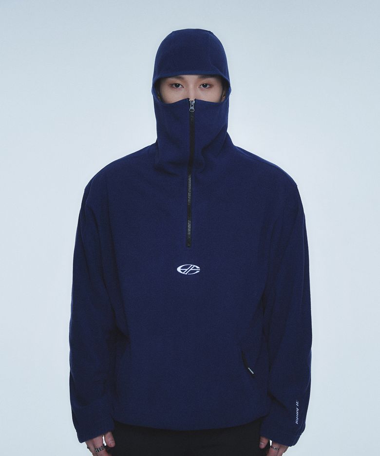 BALACLAVA HALF ZIP-UP HOODED-[NAVY]