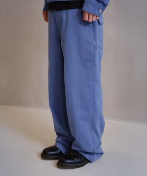 [무민서 콜라보] WASHED LOOSED WIDE COTTON PANTS (BLUE)