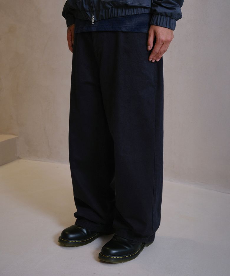 [무민서 콜라보] WASHED LOOSED WIDE COTTON PANTS (NAVY)
