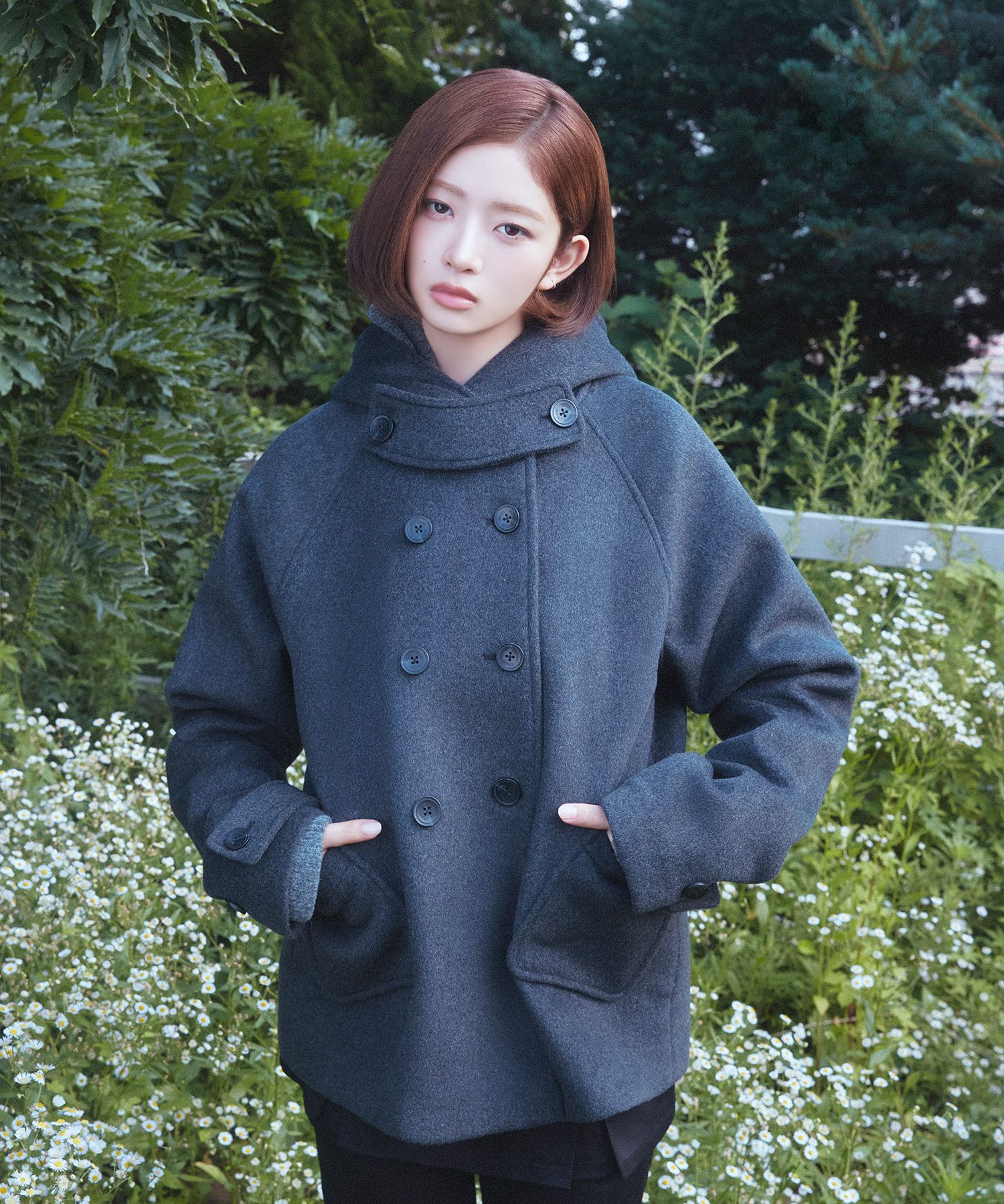 ジャケット・アウター Miseki SEOUL HOODIE DOUBLE BUTTON COAT 미세키서울(MISEKI SEOUL) Hoodie double button coat CHARCOAL
