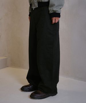 [무민서 콜라보] WASHED LOOSED WIDE COTTON PANTS (BLACK)
