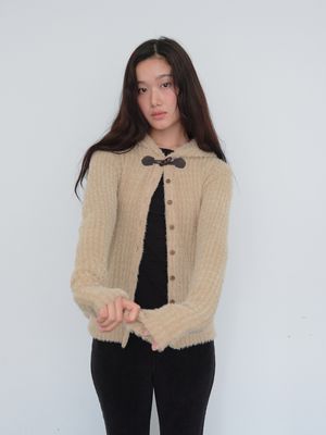 토글 후드 가디건 Toggle Hooded Cardigan (Soft Beige)