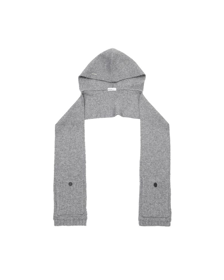 Hoodie pocket knit muffler GREY