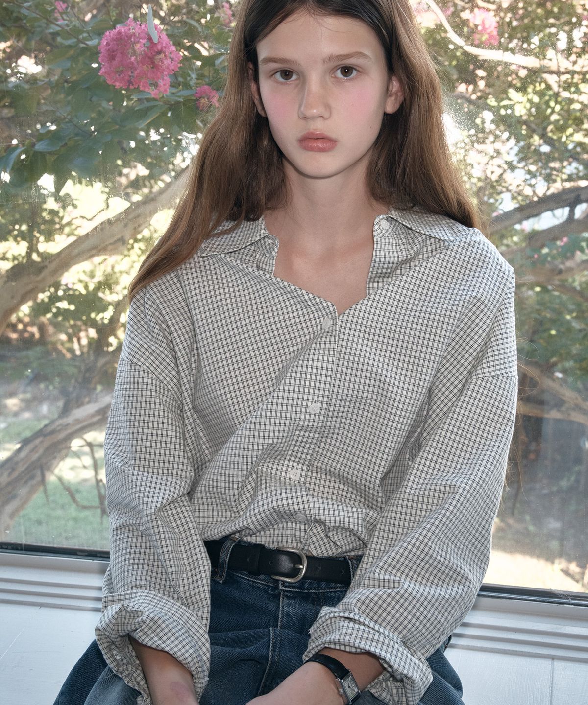 쏘이르(SO IR) CLASSIC CHECK SHIRT - IVORY