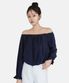 뮤즈 셔링 벌룬 블라우스_네이비