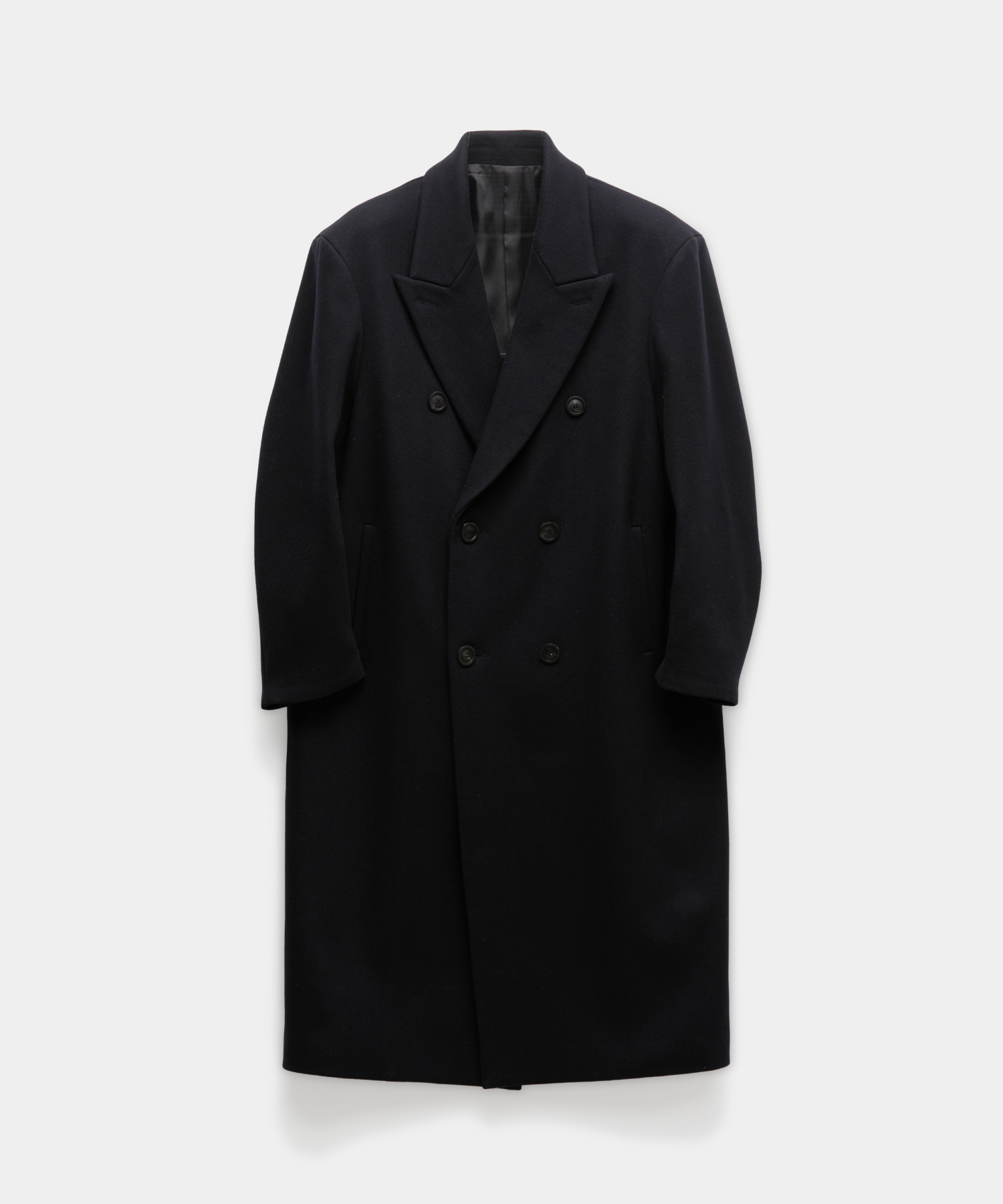 MUSINSA | COOR Textured Wool Maxi Double-breasted Coat (Dark Navy)