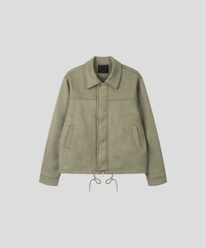 클래식 페이크 스웨이드 코어 집업 재킷 [올리브]