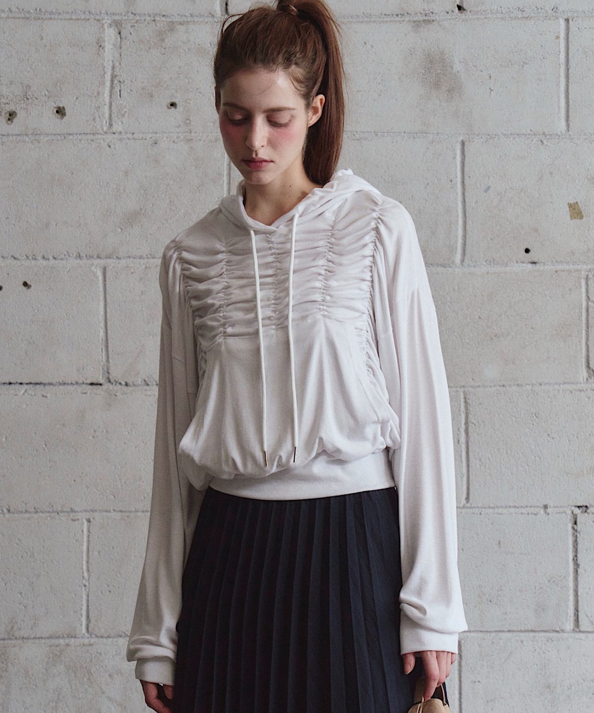 아포엠(APOEM) RUCHED HOODIE(3C)
