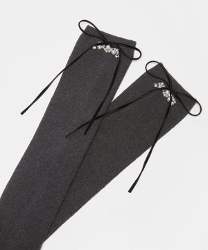 [IHM]Ribbon knee socks(grey)_DSLAA25505GRY