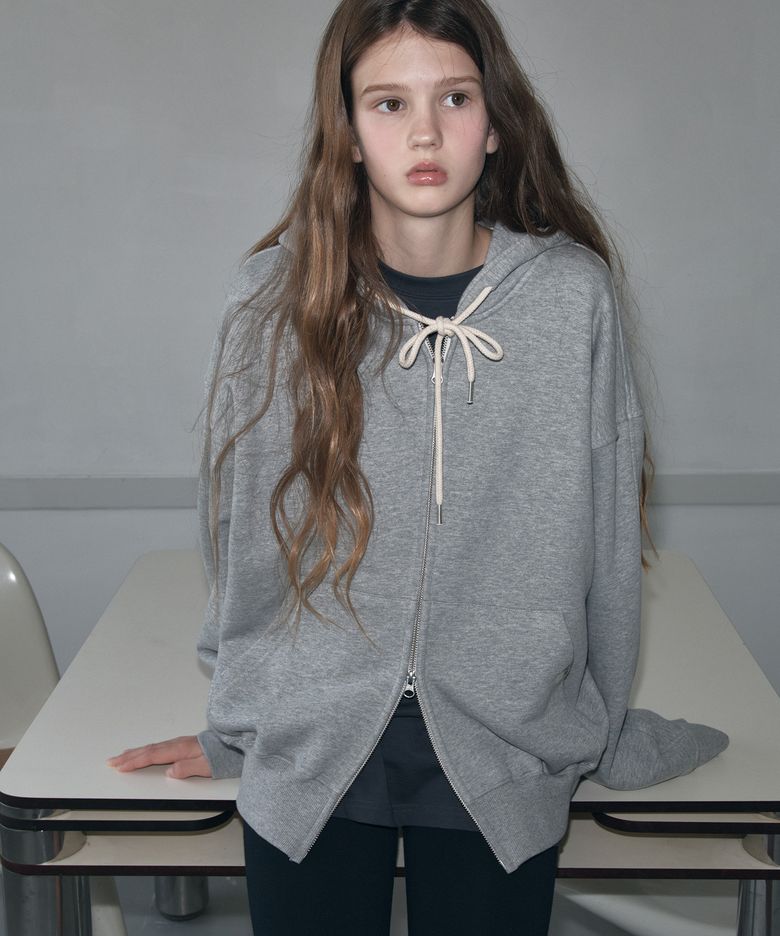SOFT ZIP UP HOODIE - GRAY
