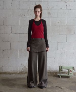 DENIM LAYERED WIDE PANTS