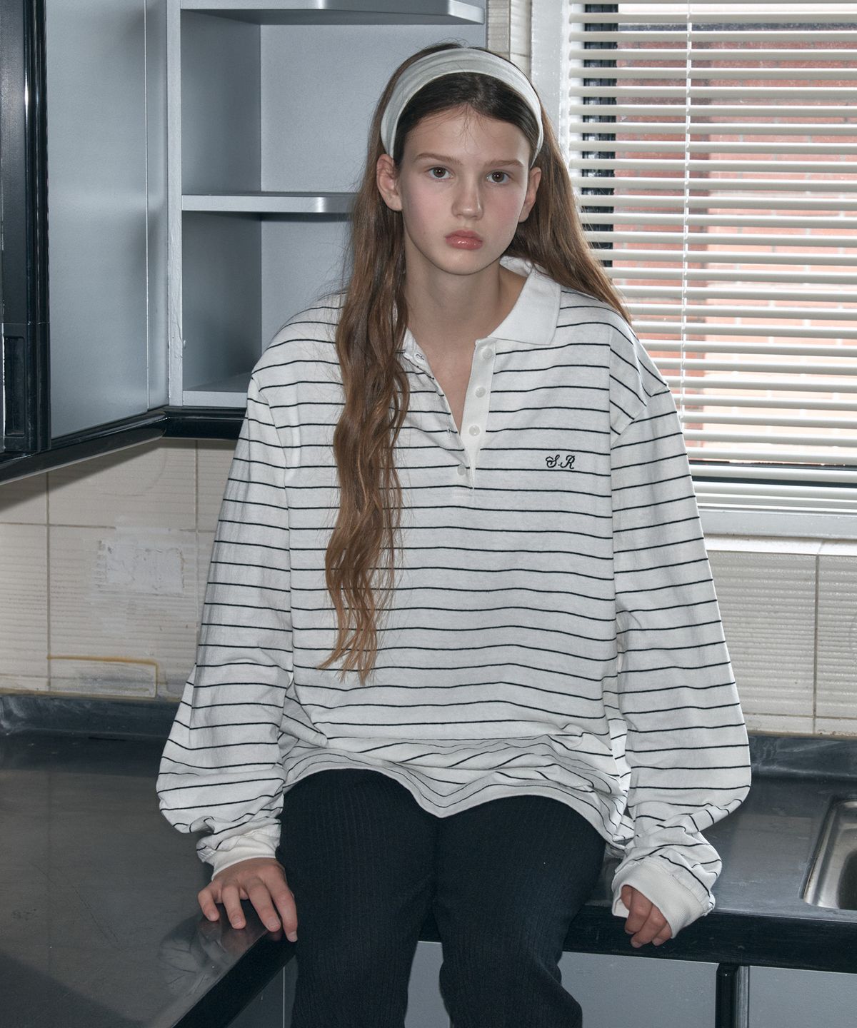 쏘이르(SO IR) STRIPE PK T-SHIRT - WHITE