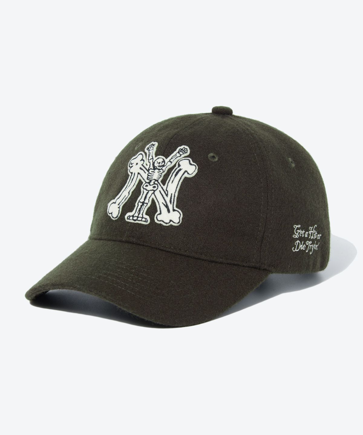 에스피오나지(ESPIONAGE) NY Skeletons Wool Ball Cap Dark Olive