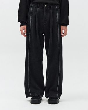 버티컬 컷 플레어 데님 팬츠 블랙 ZH5PT551BK