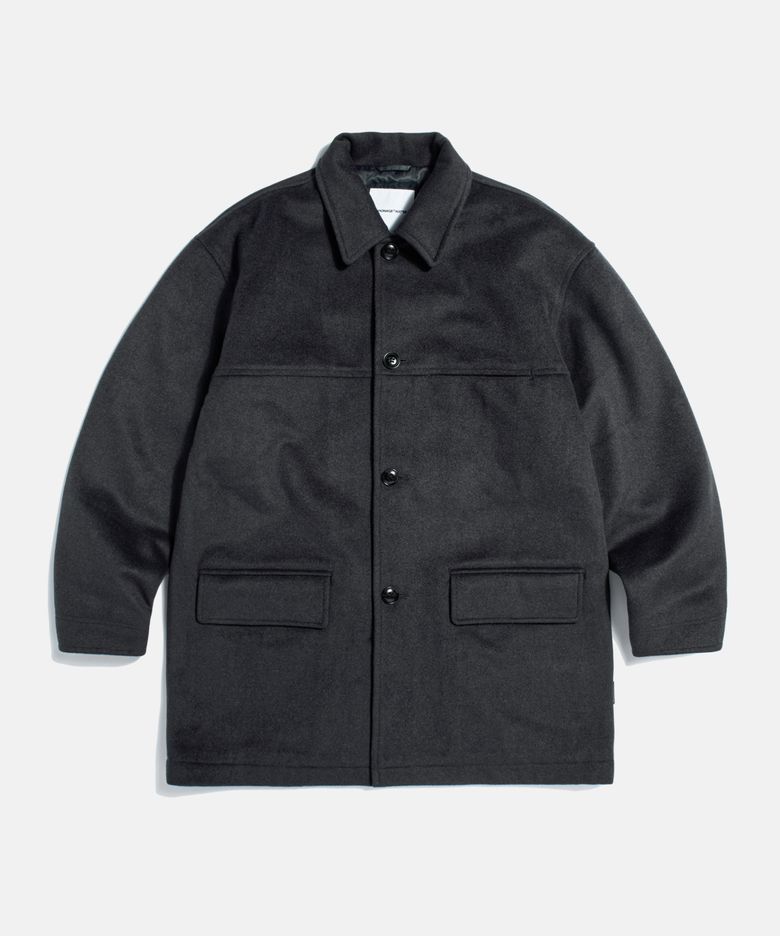 Wool Blend Car Coat Charcoal
