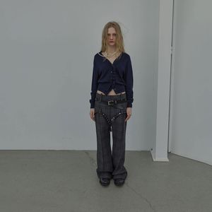 DOUBLE-LAYER WAVY CARDIGAN (NAVY)