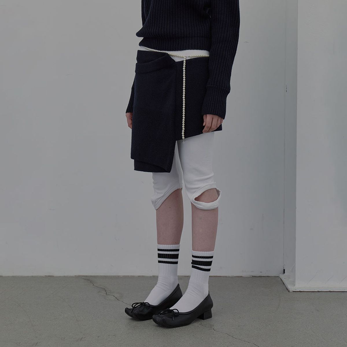 엘씨디씨티엠(LCDC™) DOUBLE LAYER KNIT SKIRT (NAVY)